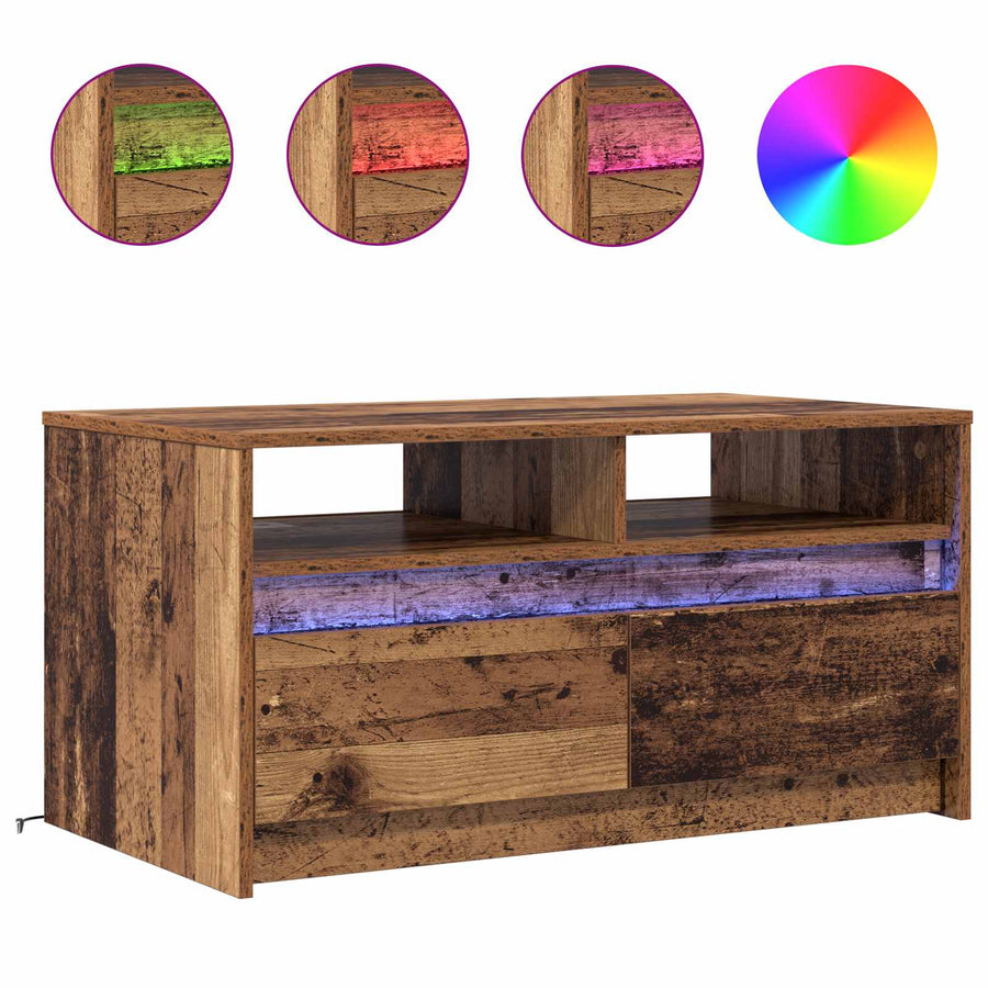 Salontafel met lade Oudhout 90 x 50 x 45 cm Bewerkt hout