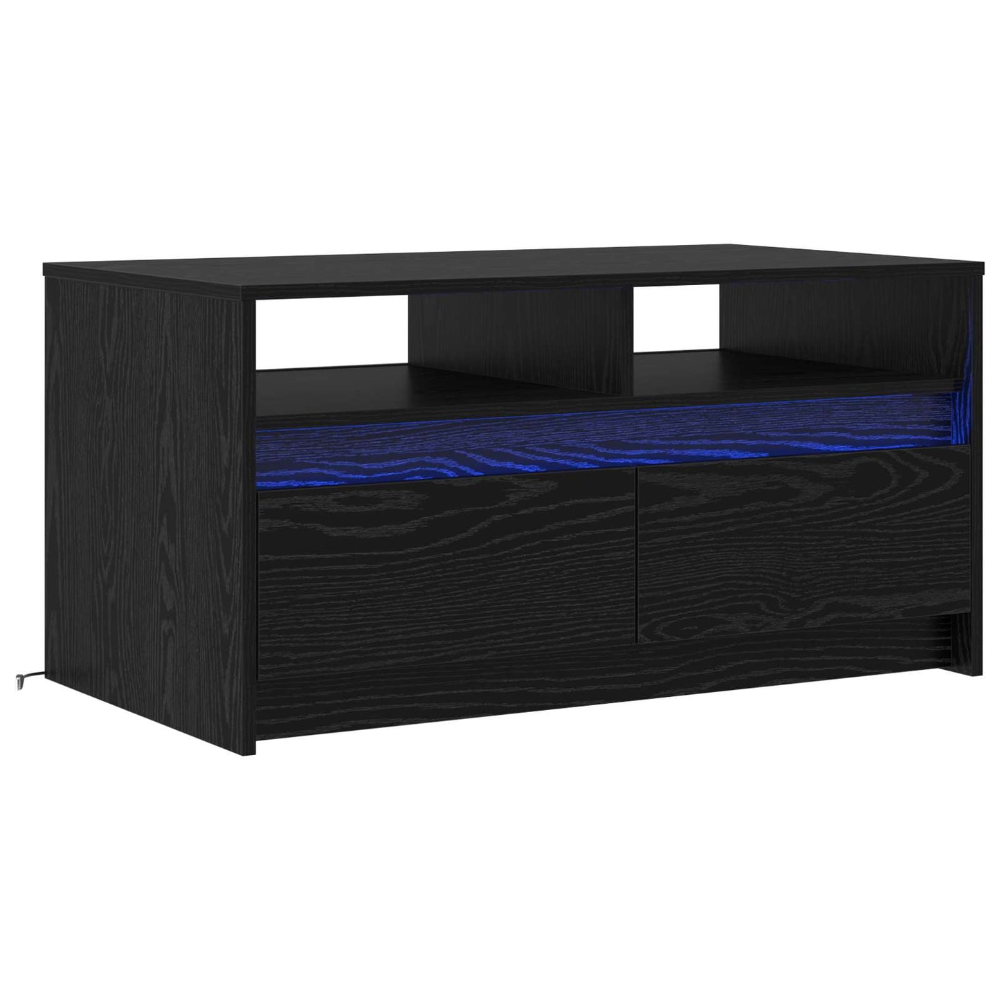 Salontafel met lade Zwart Eiken 90 x 50 x 45 cm Bewerkt hout