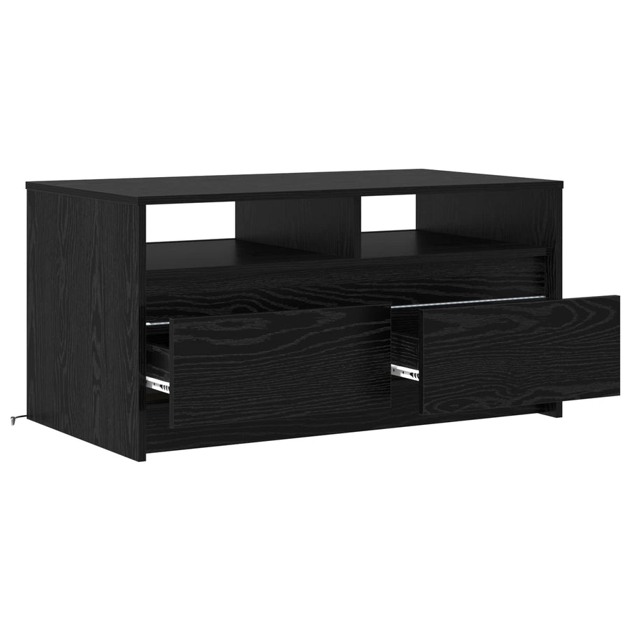 Salontafel met lade Zwart Eiken 90 x 50 x 45 cm Bewerkt hout