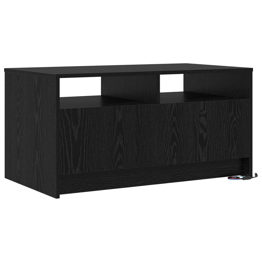 Salontafel met lade Zwart Eiken 90 x 50 x 45 cm Bewerkt hout