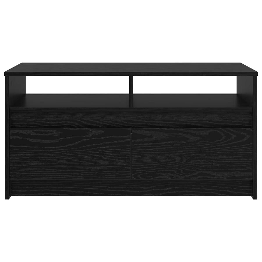 Salontafel met lade Zwart Eiken 90 x 50 x 45 cm Bewerkt hout