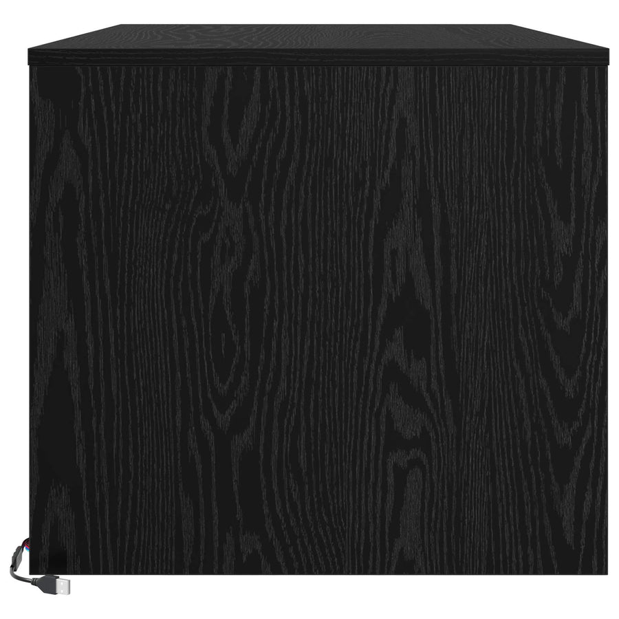 Salontafel met lade Zwart Eiken 90 x 50 x 45 cm Bewerkt hout