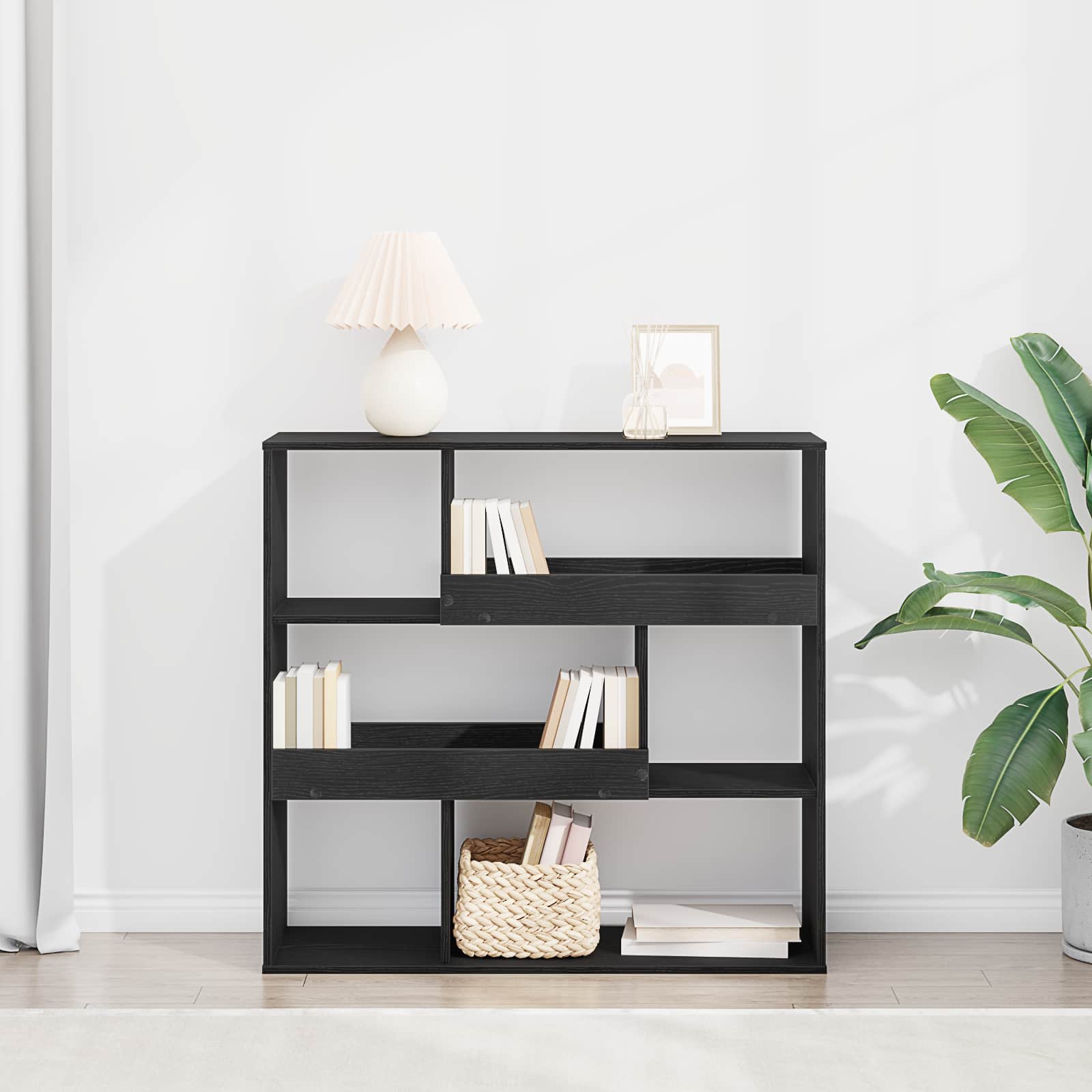 Boekenplank Zwart Eiken 100 x 33 x 94,5 cm Bewerkt hout
