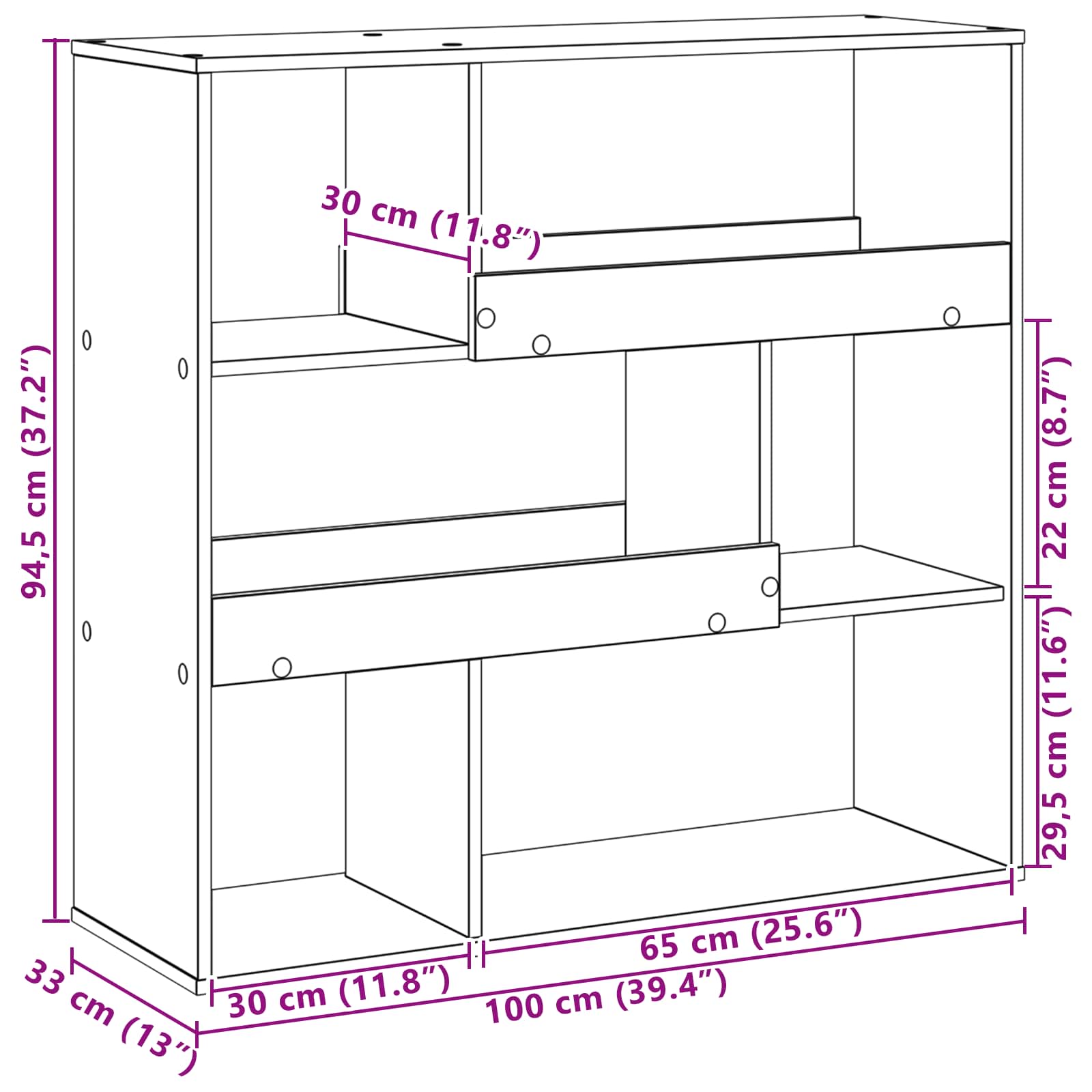 Boekenplank Zwart Eiken 100 x 33 x 94,5 cm Bewerkt hout