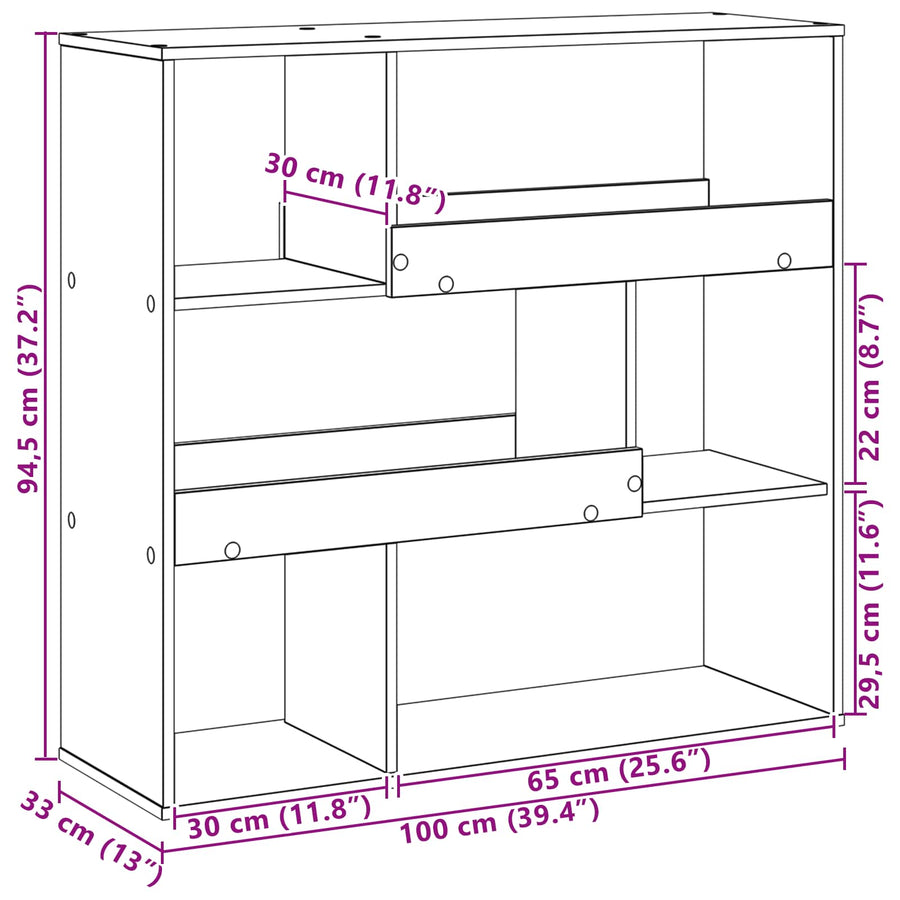 Boekenplank Zwart Eiken 100 x 33 x 94,5 cm Bewerkt hout