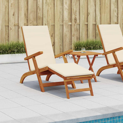 Ligstoelkentingen en opvouwbare zonnebader 2 pcs Crèmewit