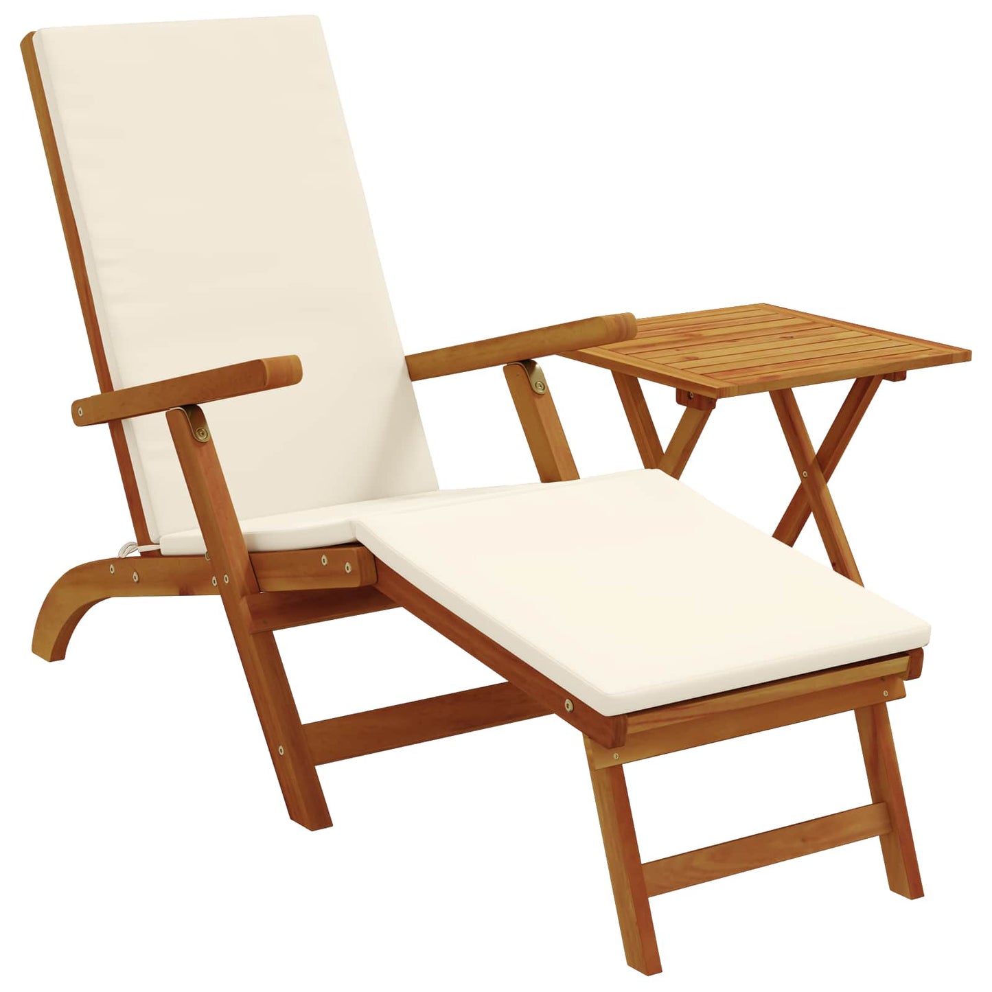 Ligstoelkentingen en opvouwbare zonnebader 2 pcs Crèmewit