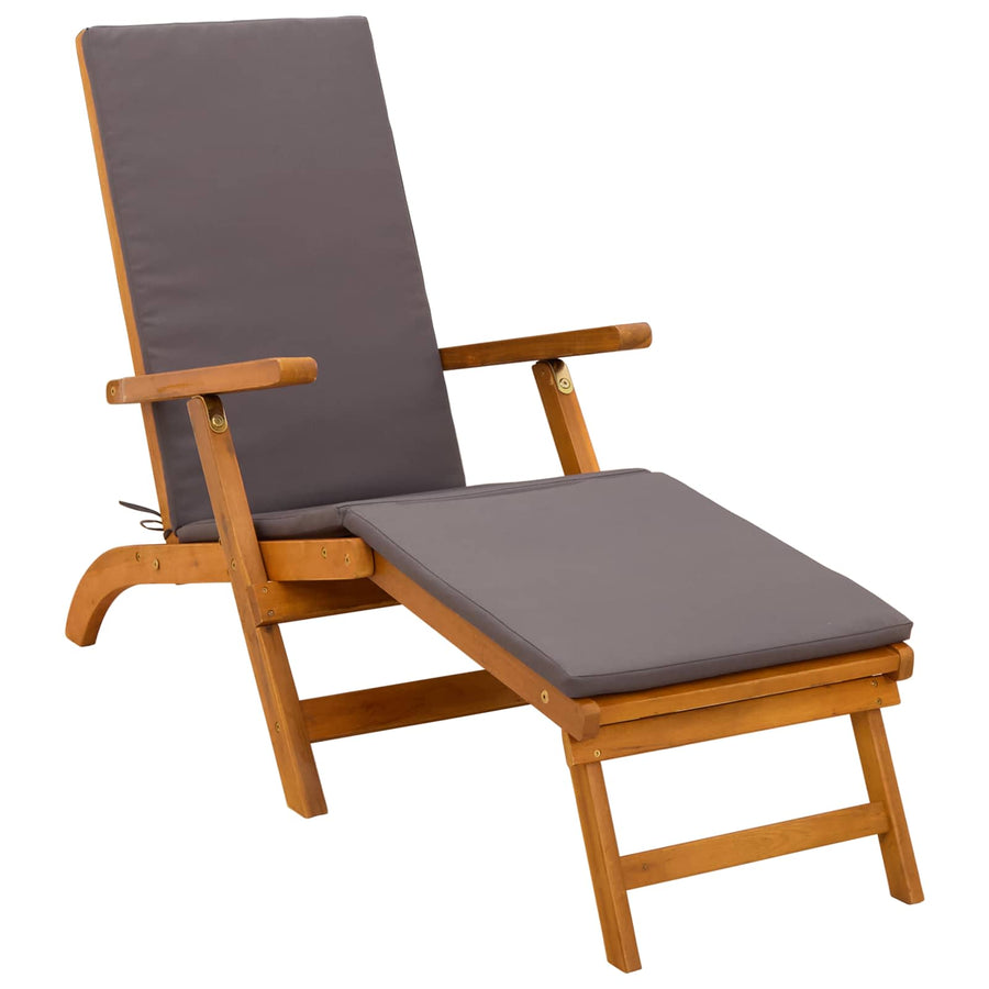 Ligstoelkentingen en opvouwbare zonnebader 2 pcs Donkergrijs