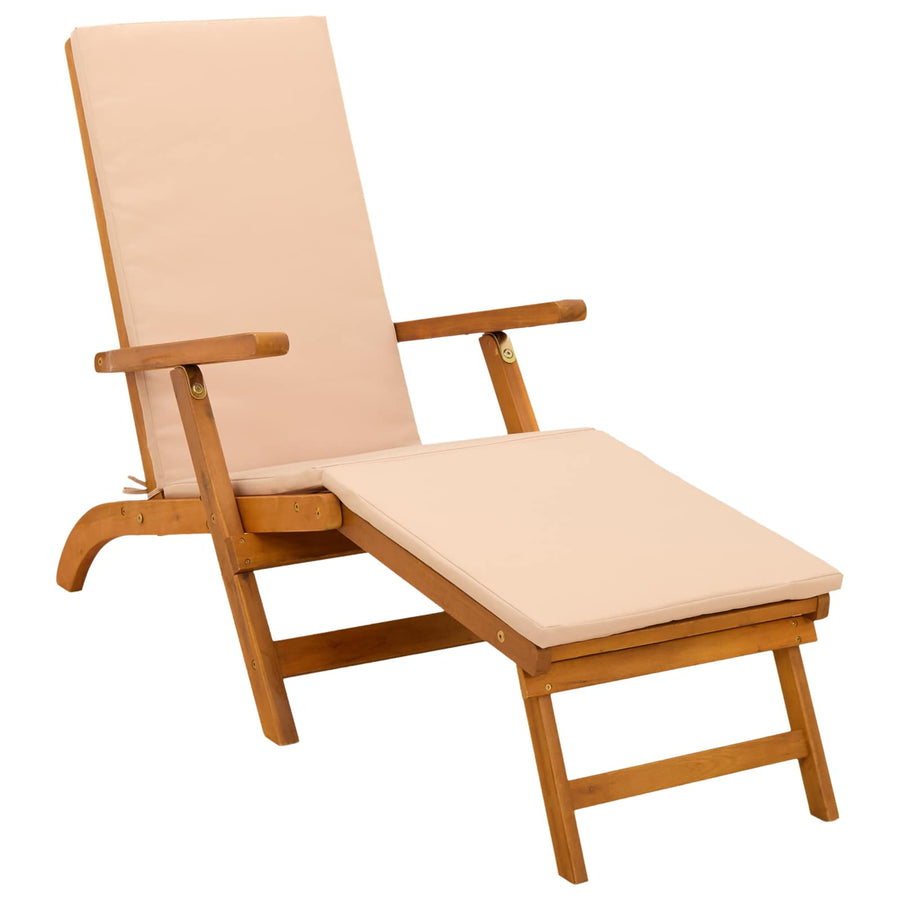 Ligstoelkentingen en opvouwbare zonnebader 2 pcs Beige