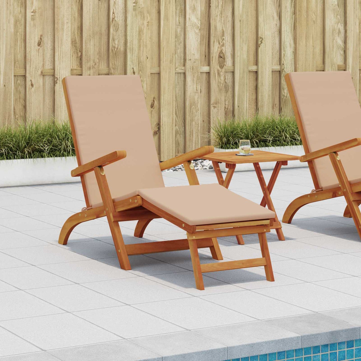 Ligstoelkentingen en opvouwbare zonnebader 2 pcs Taupe