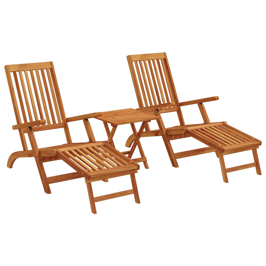 Ligstoelkentingen en opvouwbare zonnebader 2 pcs Naturel