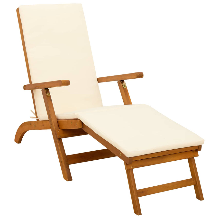 Ligstoelkentingen en opvouwbare zonnebader 3 pcs Crèmewit