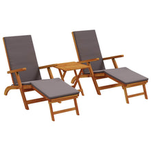 Ligstoelkentingen en opvouwbare zonnebader 3 pcs Donkergrijs