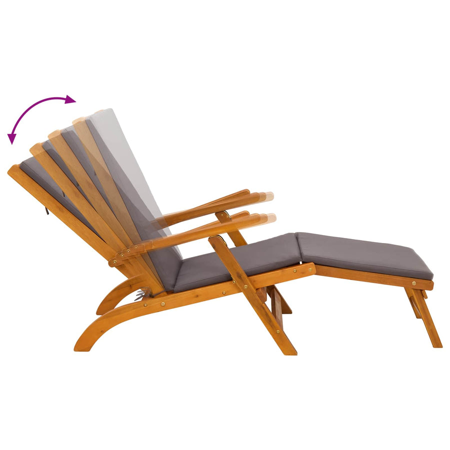 Ligstoelkentingen en opvouwbare zonnebader 3 pcs Donkergrijs
