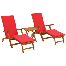 Ligstoelkentingen en opvouwbare zonnebader 3 pcs Rood