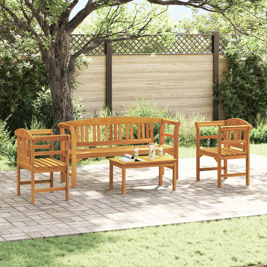 Tuinrozelounge set 4 pcs Naturel Massief Acaciahout