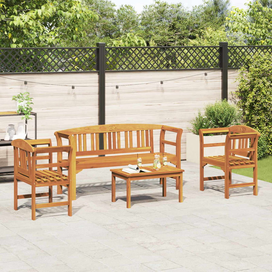 Tuinrozelounge set 4 pcs Naturel Massief Acaciahout
