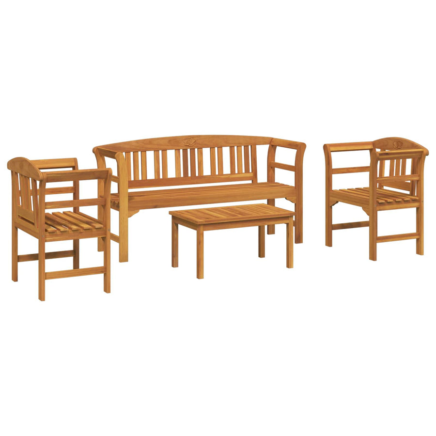 Tuinrozelounge set 4 pcs Naturel Massief Acaciahout