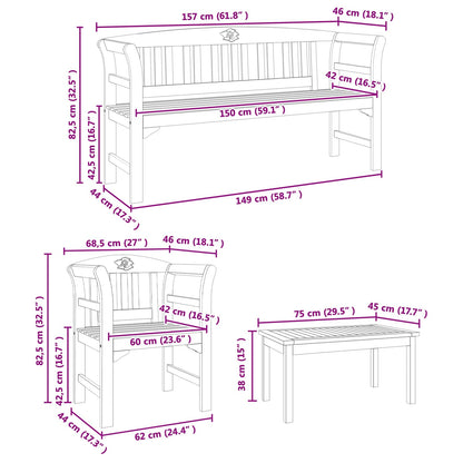 Tuinrozelounge set 4 pcs Naturel Massief Acaciahout