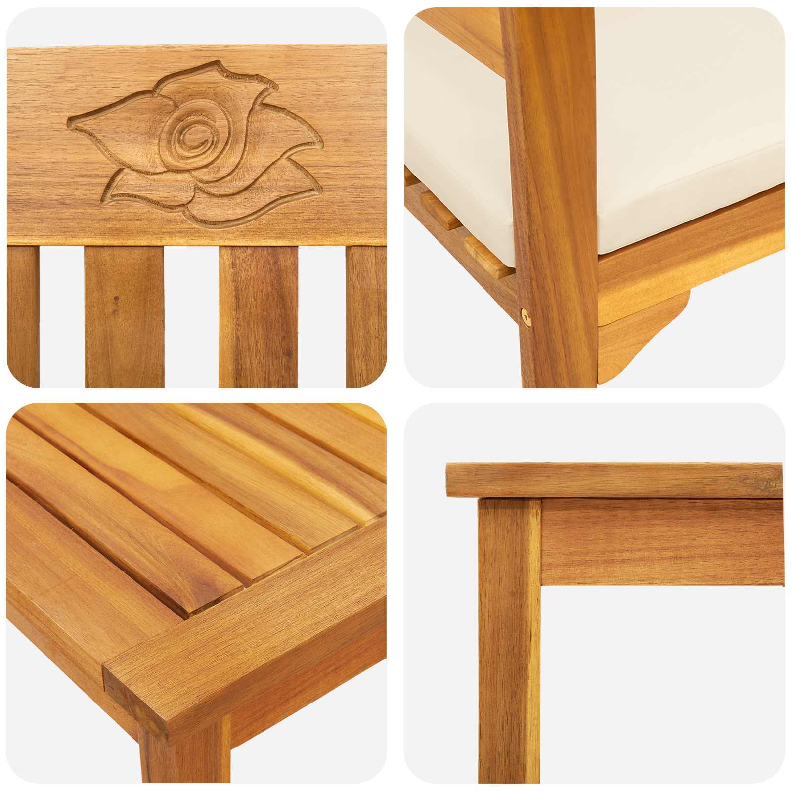 Meubelset met kussen 4 pcs Naturel Massief Acaciahout