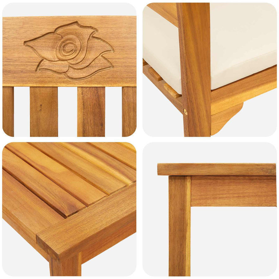Meubelset met kussen 4 pcs Naturel Massief Acaciahout