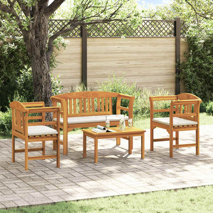 Meubelset met kussen 4 pcs Naturel Massief Acaciahout