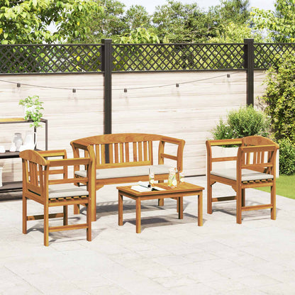 Meubelset met kussen 4 pcs Naturel Massief Acaciahout