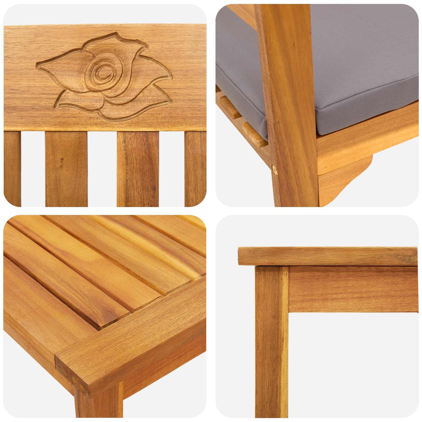 Meubelset met kussen 4 pcs Naturel Massief Acaciahout