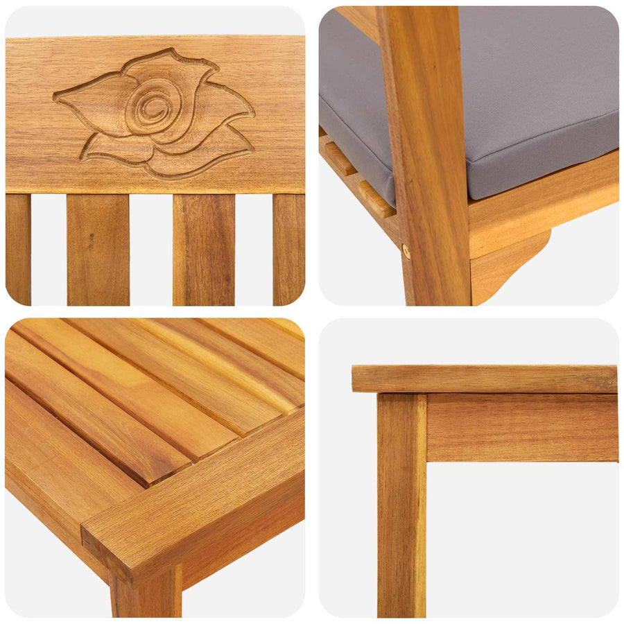 Meubelset met kussen 4 pcs Naturel Massief Acaciahout