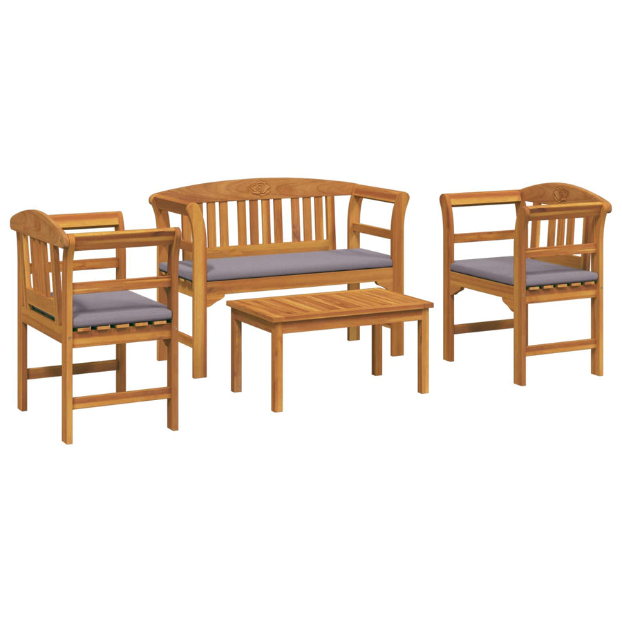 Meubelset met kussen 4 pcs Naturel Massief Acaciahout