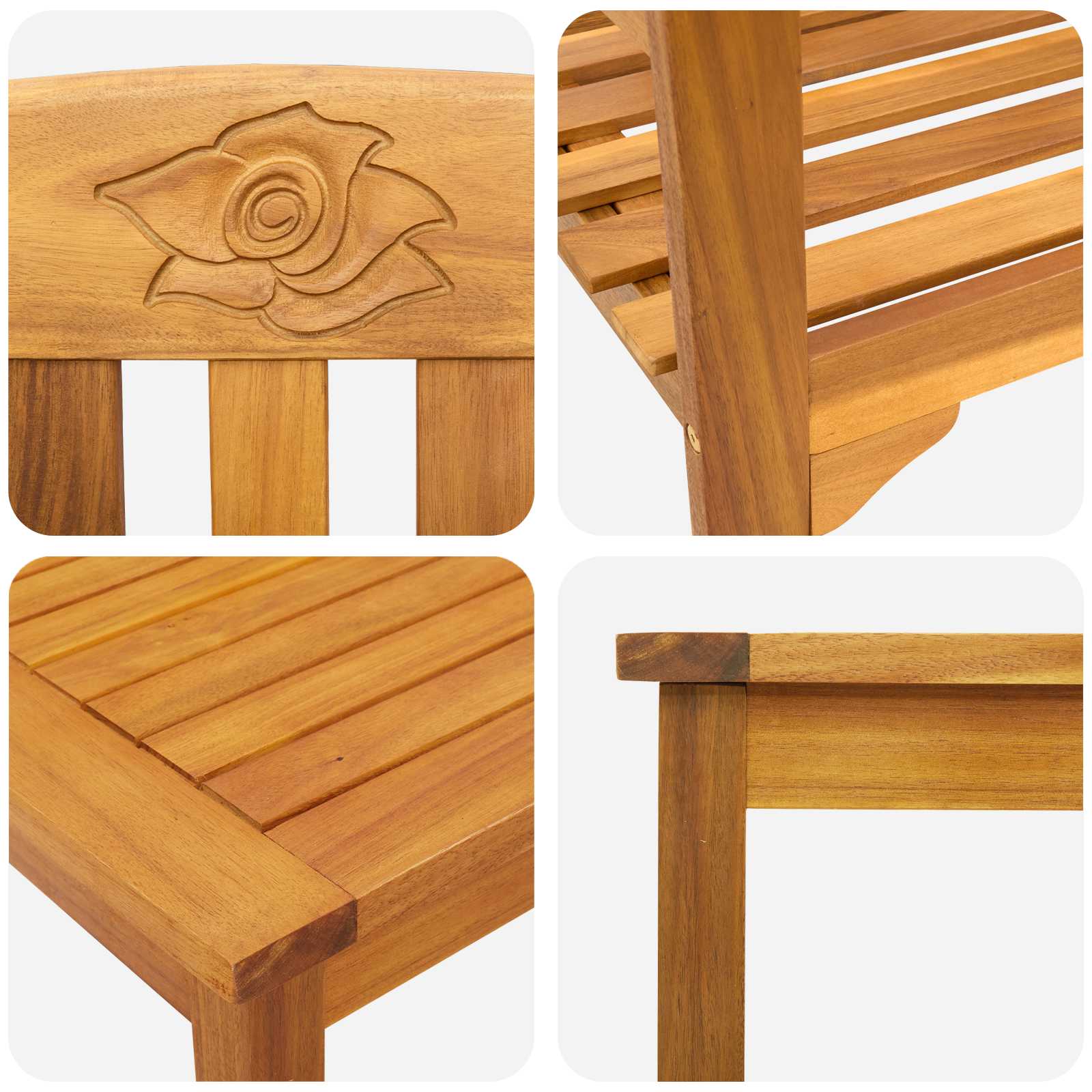 Meubelset met kussen 3 pcs Naturel Massief Acaciahout