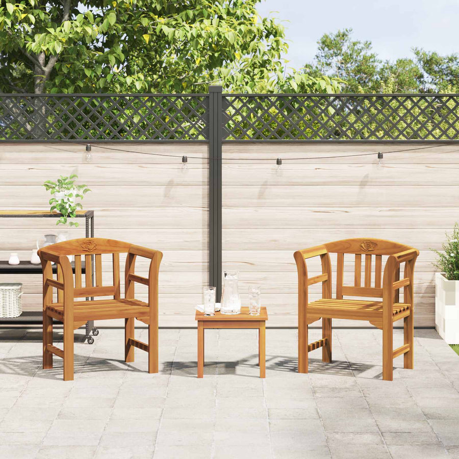 Meubelset met kussen 3 pcs Naturel Massief Acaciahout