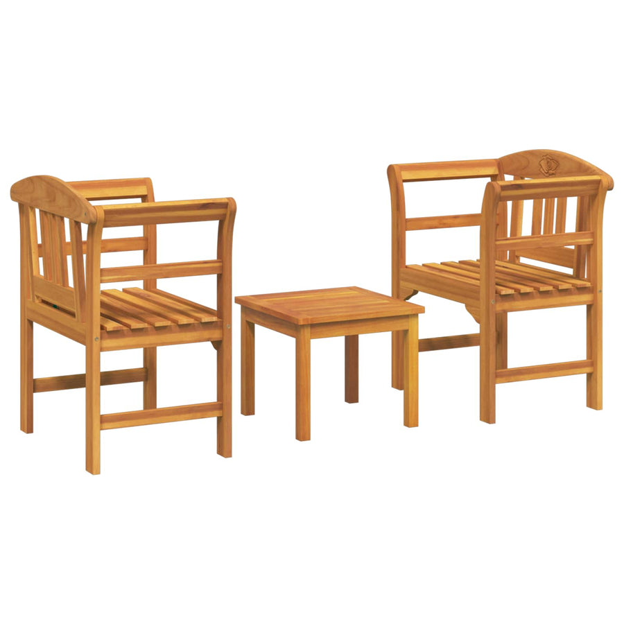 Meubelset met kussen 3 pcs Naturel Massief Acaciahout