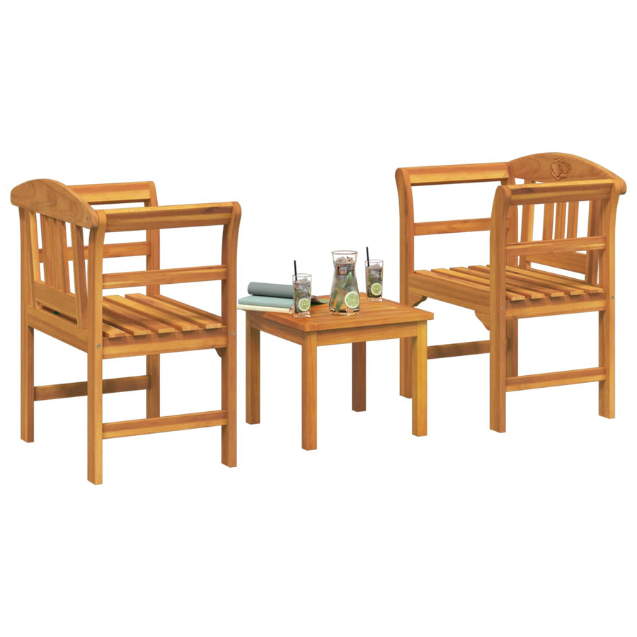 Meubelset met kussen 3 pcs Naturel Massief Acaciahout