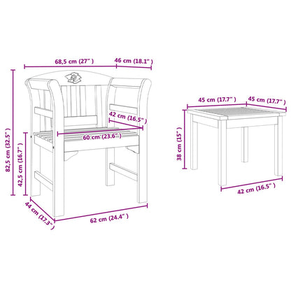Meubelset met kussen 3 pcs Naturel Massief Acaciahout