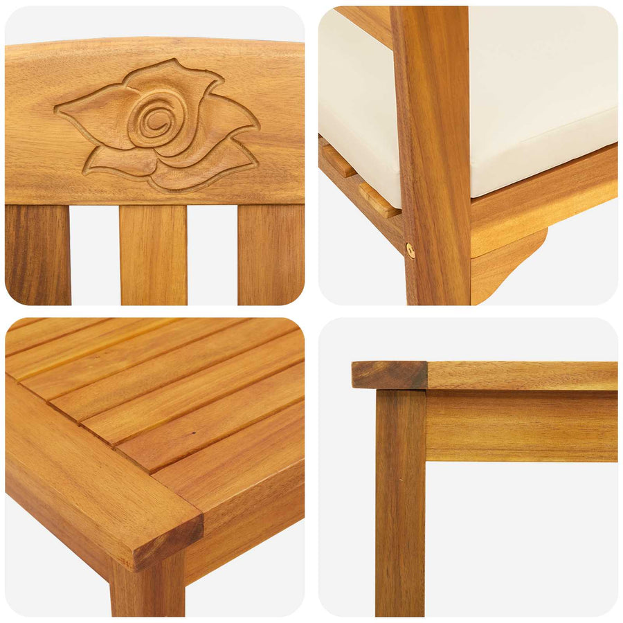Meubelset met kussen 3 pcs Naturel Massief Acaciahout