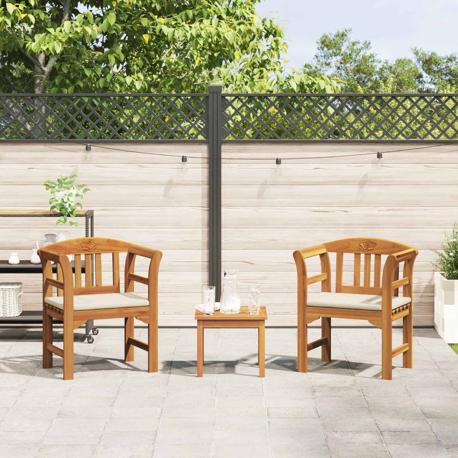 Meubelset met kussen 3 pcs Naturel Massief Acaciahout