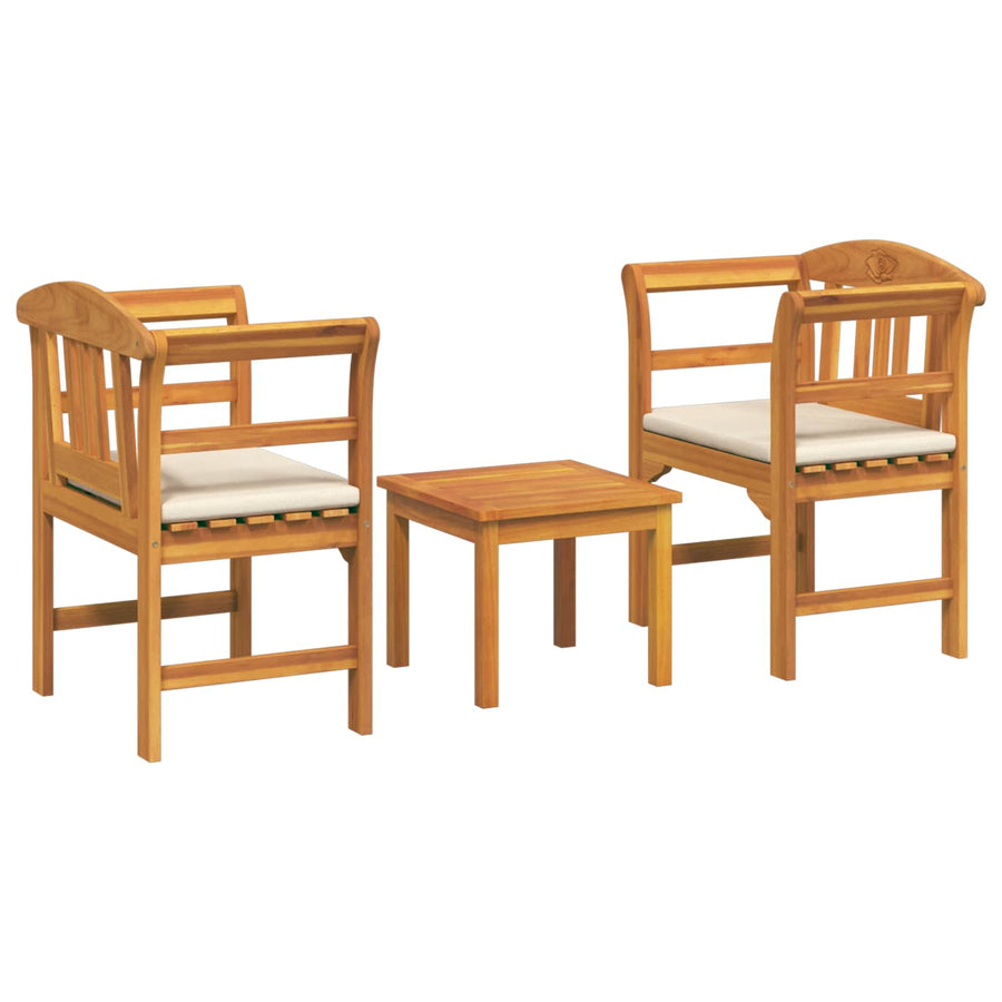 Meubelset met kussen 3 pcs Naturel Massief Acaciahout