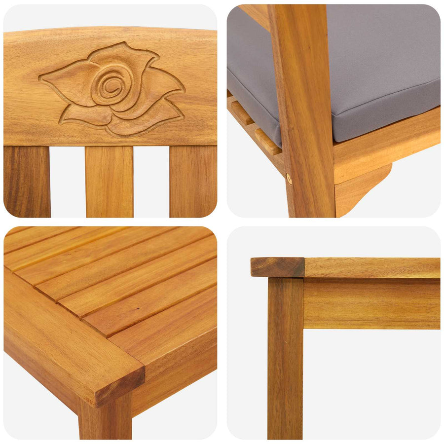 Meubelset met kussen 3 pcs Naturel Massief Acaciahout