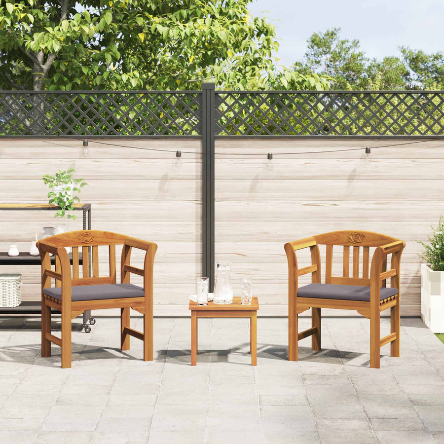 Meubelset met kussen 3 pcs Naturel Massief Acaciahout