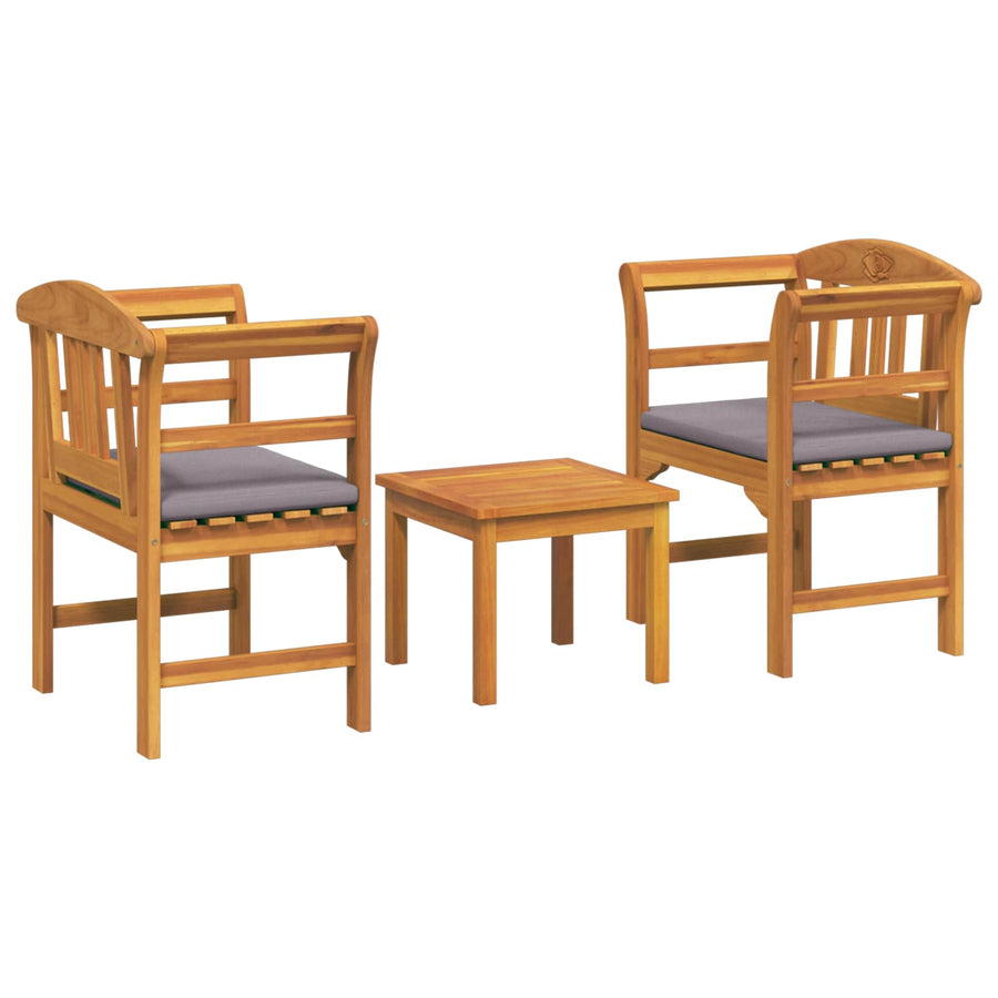 Meubelset met kussen 3 pcs Naturel Massief Acaciahout