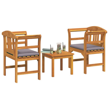Meubelset met kussen 3 pcs Naturel Massief Acaciahout