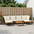 Loungeset massief acaciahout touw 6 personen naturel