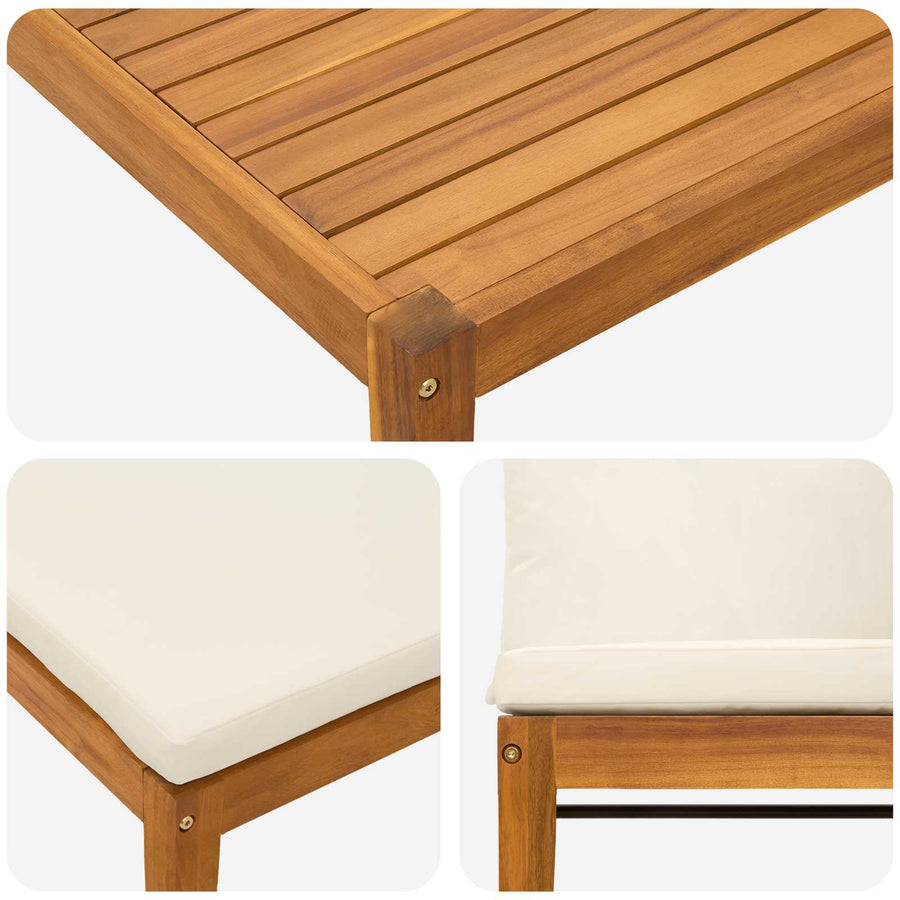 4 st Massief acaciahout & touw Naturel
