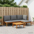 Loungeset acaciahout touw antraciet 3 personen