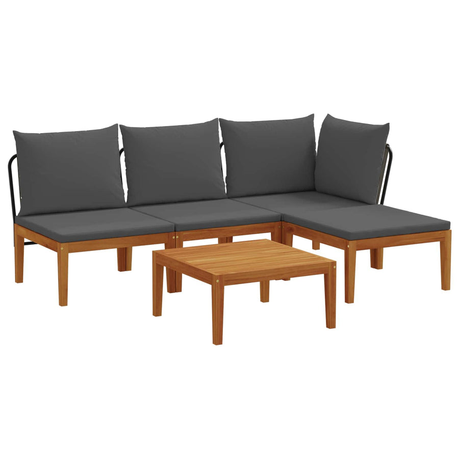 5 st Tuin Loungeset met Kussens Massief acaciahout & touw