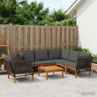 Loungeset massief acaciahout & touw naturel 6-persoons