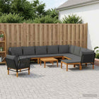 Loungeset massief acaciahout touw 11-delig antraciet