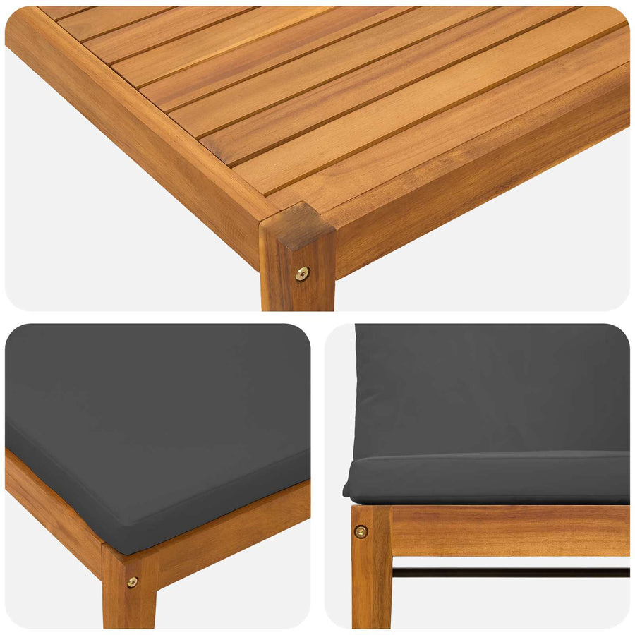 4 st Massief acaciahout & touw Naturel