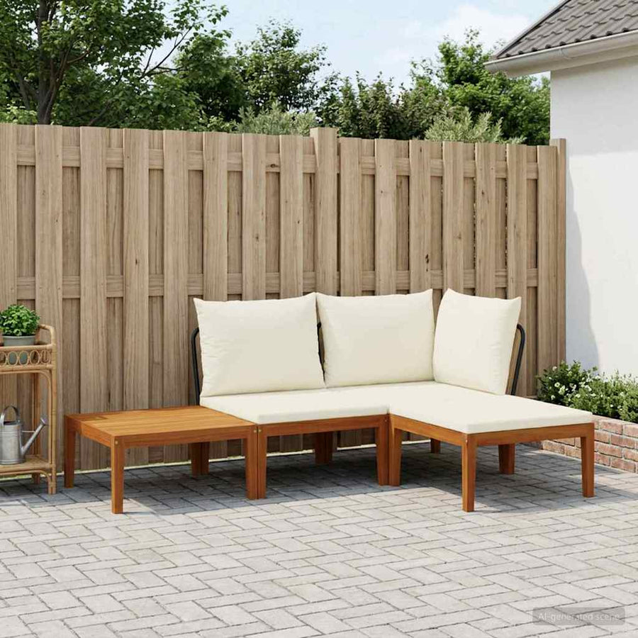 4 st Massief acaciahout & touw Naturel